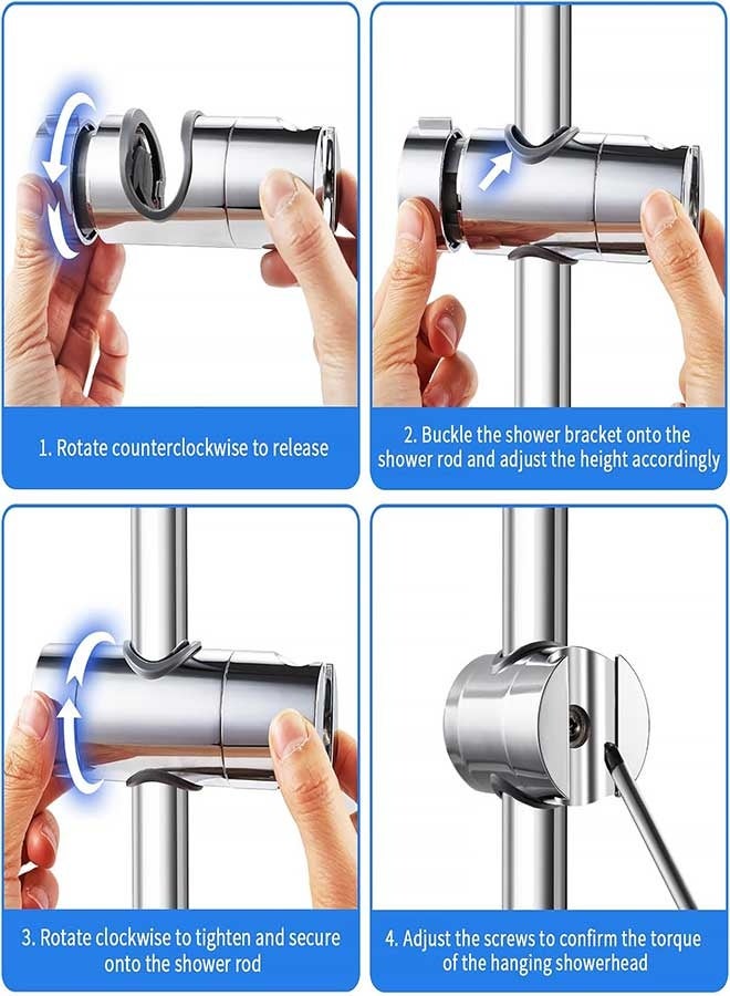 RAWAID 19-25MM Adjustable ABS Replacement Hand Shower Rail Head Slider Clamp Holder Bracket, Chrome Plated - Image 4